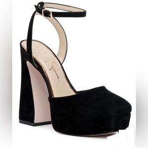 Jessica Simpson Deirae‎ black suede retro Platform Ankle Strap heels size 11/43